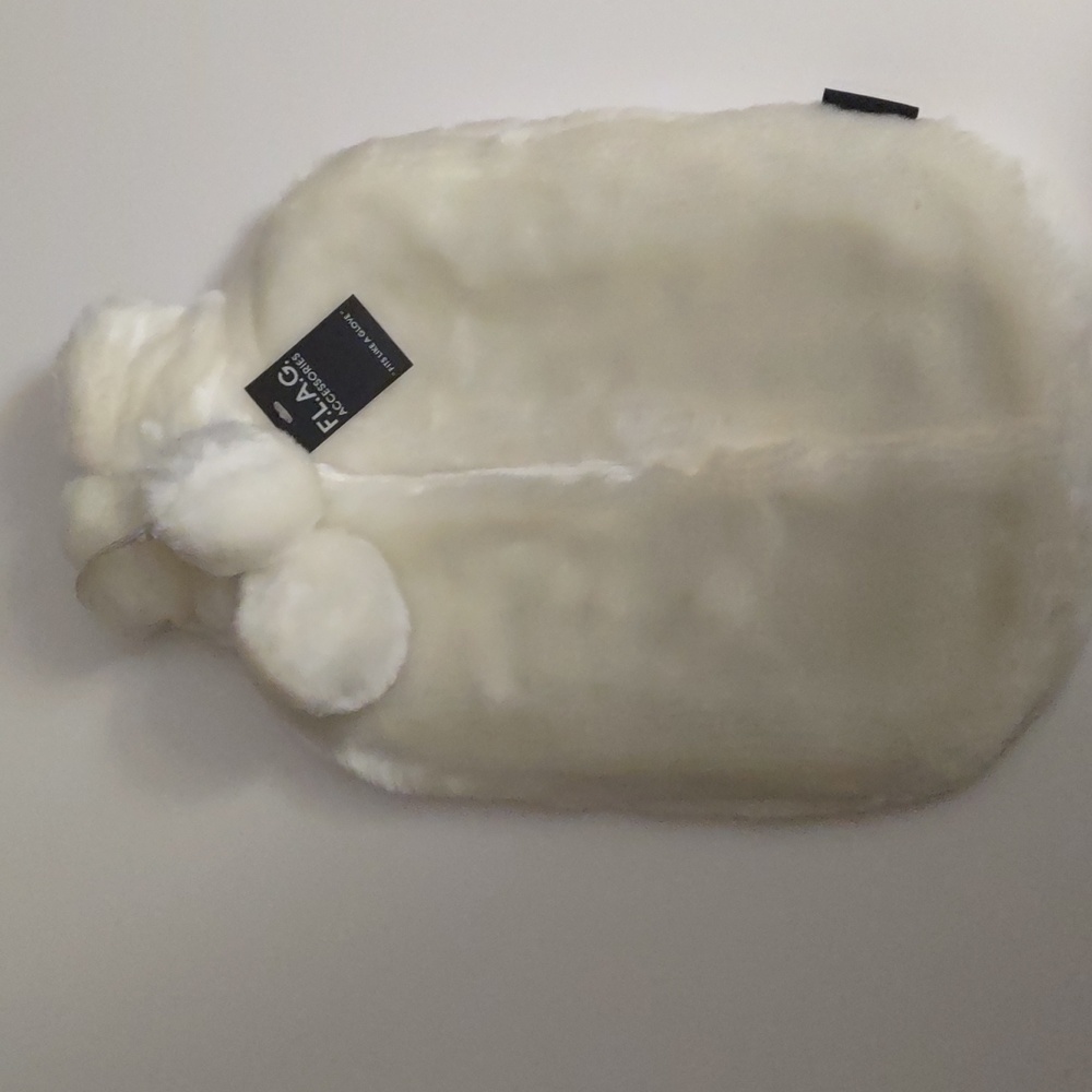 Flag, fuzzy hot water bottle in off-white